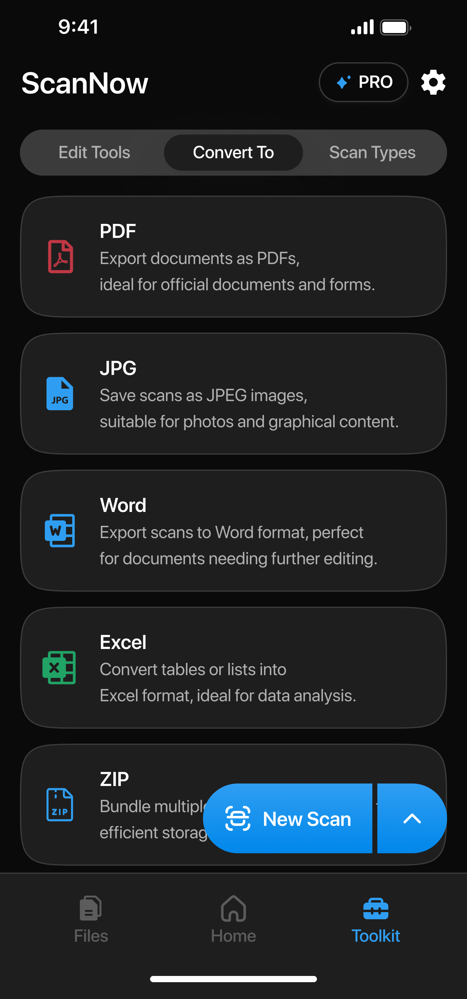 ScanNow — Convert formats